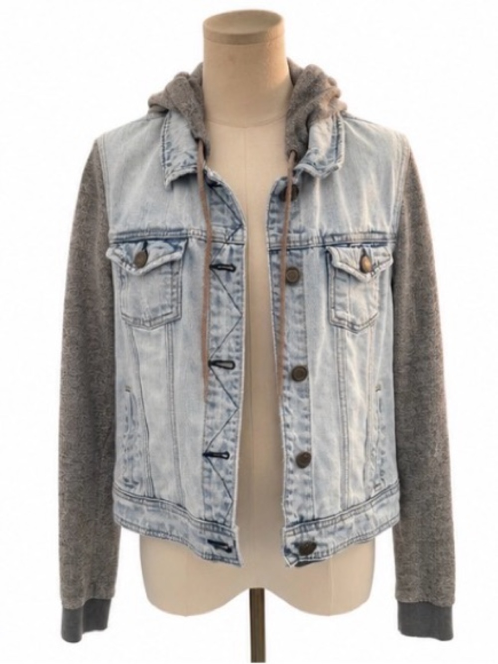 American Eagle Denim & Knit Hooded Jacket – Large fits like small / medium